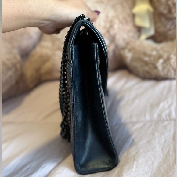 SAINT LAURENT YSL BLACK LARGE ENVELOPE FLAP SHOULDER BAG. - Picture 8 of 9